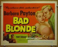 #9060 BAD BLONDE Title Lobby Card '53 classic bad girl!