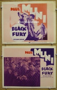 #1254 BLACK FURY 2 lobby cards R56 Paul Muni, Morley