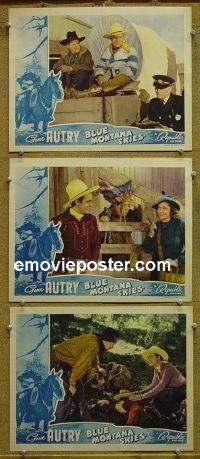 #1192 BLUE MONTANA SKIES 3 lobby cards '39 Gene Autry