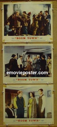 #1194 BOOM TOWN 3 lobby cards R56 Clark Gable, Tracy