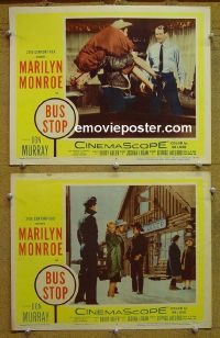 #1259 BUS STOP 2 lobby cards '56 Marilyn Monroe, Murray