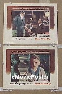 #1263 COME FILL THE CUP 2 lobby cards '51 Cagney, Young