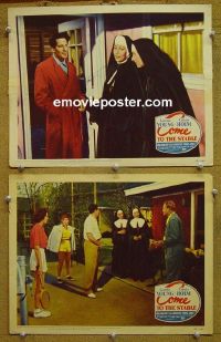 #1264 COME TO THE STABLE 2 lobby cards '49Loretta Young