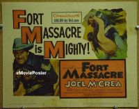 K150 FORT MASSACRE title lobby card '58 Joel McCrea, Forrest Tucker