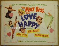 #9253 LOVE HAPPY Title Lobby Card '49 Marx Brothers, Massey