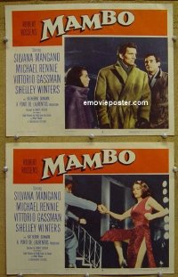 #1300 MAMBO 2 lobby cards '54 Mangano, Rennie
