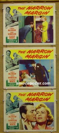 #1209 NARROW MARGIN 3 lobby cards '51 McGraw, Windsor