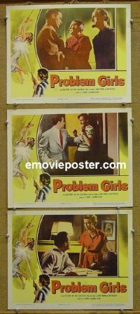 #1215 PROBLEM GIRLS 3 lobby cards '53 very bad girls!