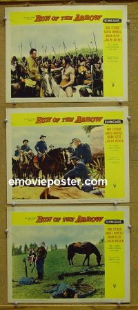 #1216 RUN OF THE ARROW 3 lobby cards '57 Sam Fuller