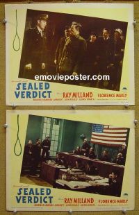 #1333 SEALED VERDICT 2 lobby cards '48 Ray Milland