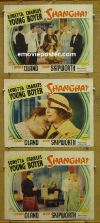 #1219 SHANGHAI 3 lobby cards '35 Loretta Young,C. Boyer