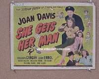 Y301 SHE GETS HER MAN title lobby card '45 Joan Davis, Gargan