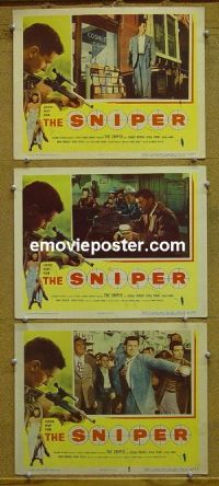 #1220 SNIPER 3 lobby cards '52 Marie Windsor, Menjou