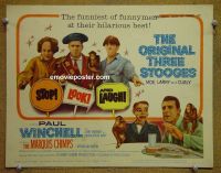 #9381 STOP LOOK & LAUGH Title Lobby Card '60 3 Stooges