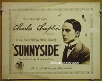 #9390 SUNNYSIDE Title Lobby Card '19 Charlie Chaplin