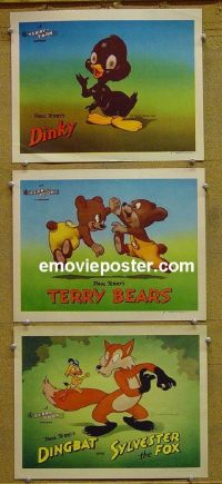 #1222 TERRY-TOON 3 lobby cards '46 Dingbat & Sylvester