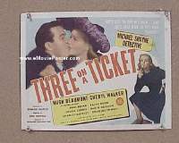 #9014 3 ON A TICKET Title Lobby Card '47 film noir, Beaumont