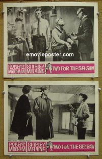 #1233 2 FOR THE SEESAW 2 lobby cards '62 Robert Mitchum