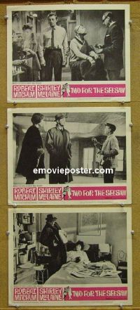 #1188 2 FOR THE SEESAW 3 lobby cards '62 Robert Mitchum