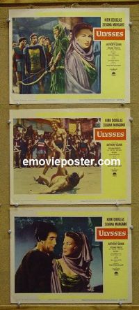 #1224 ULYSSES 3 lobby cards 55 Kirk Douglas