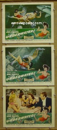 #5151 UNDERWATER 3 LCs '55 sexy Jane Russell! 