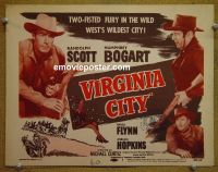 #9417 VIRGINIA CITY Title Lobby Card R56 Flynn, Bogart
