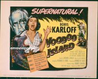 Y376 VOODOO ISLAND title lobby card '57 Boris Karloff