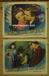 #1356 WAGONS ROLL AT NIGHT 2 lobby cards '41 Sidney