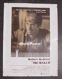 #179 BRUBAKER 30x40 '80 Robert Redford, Kotto 