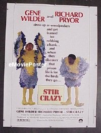 #274 STIR CRAZY 30x40 '80 Gene Wilder, Pryor 