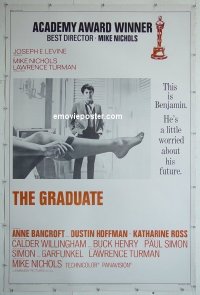 #2179 GRADUATE style A 40x60 '68 classic image of Dustin Hoffman & Anne Bancroft's sexy leg!