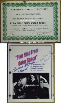 #2572 PLAN 9 FROM OUTER SPACE signed script 