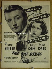 #2566 BIG STEAL signed ad '49 Mitchum, Greer 