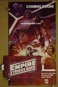 #2206 EMPIRE STRIKES BACK standee R84 George Lucas sci-fi classic, cool art by Tom Jung!