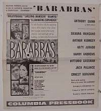 #A079 BARABBAS pressbook '62 Anthony Quinn, Mangano