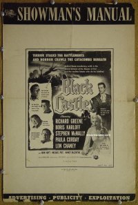 g089 BLACK CASTLE vintage movie pressbook '52 Boris Karloff, Chaney Jr