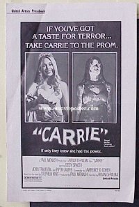 g155 CARRIE vintage movie pressbook '76 Sissy Spacek, Stephen King