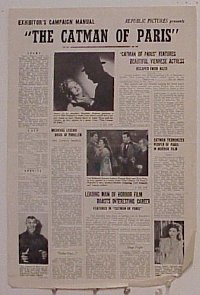 g166 CATMAN OF PARIS vintage movie pressbook '46 Lesley Selander, horror!