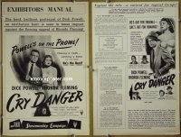 #1375 CRY DANGER pb 51 Dick Powell,film noir 