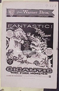U235 GIGANTIS THE FIRE MONSTER movie pressbook '59 Godzilla!
