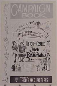 d499 JACK & THE BEANSTALK pressbook R60 Abbott & Costello, their first picture in color!