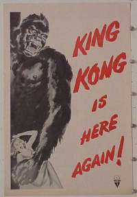 #2564 KING KONG/I WALKED WITH A ZOMBIE movie pressbook '56 Fay Wray, Armstrong