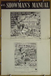g513 LOVE-SLAVES OF THE AMAZONS vintage movie pressbook '57 Taylor, Segale