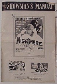 U508 NIGHTMARE  movie pressbook '64 Hammer, Knight
