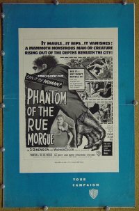 g625 PHANTOM OF THE RUE MORGUE vintage movie pressbook '54 3D!