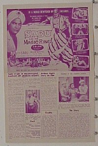 #A709 SABU & THE MAGIC RING pressbook '57 Marshall