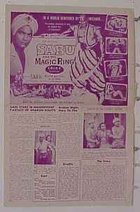 SABU & THE MAGIC RING pressbook