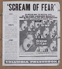 #A728 SCREAM OF FEAR pressbook '61 Hammer, Strasberg