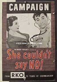 SHE COULDN'T SAY NO ('54) pressbook