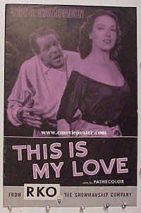 U739 THIS IS MY LOVE movie pressbook '54 Linda Darnell